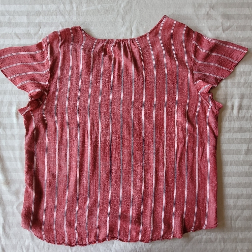 ELLE Women's Striped Red Top Short Sleeves Sixe XXL - Picture 9 of 9